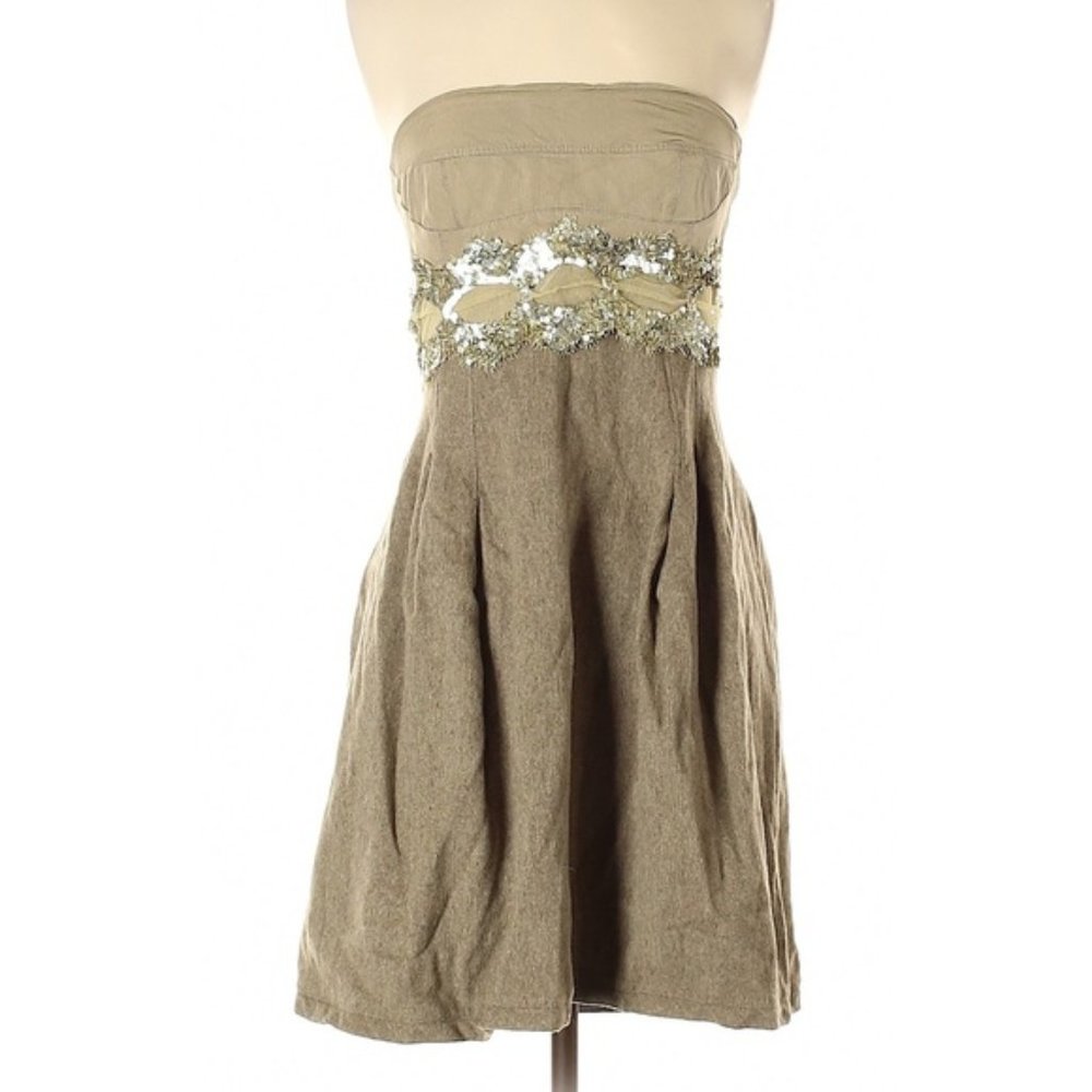 Lida Baday Strapless Silk & Wool Embellished Fit & Flare Dress - Size 6 Designer